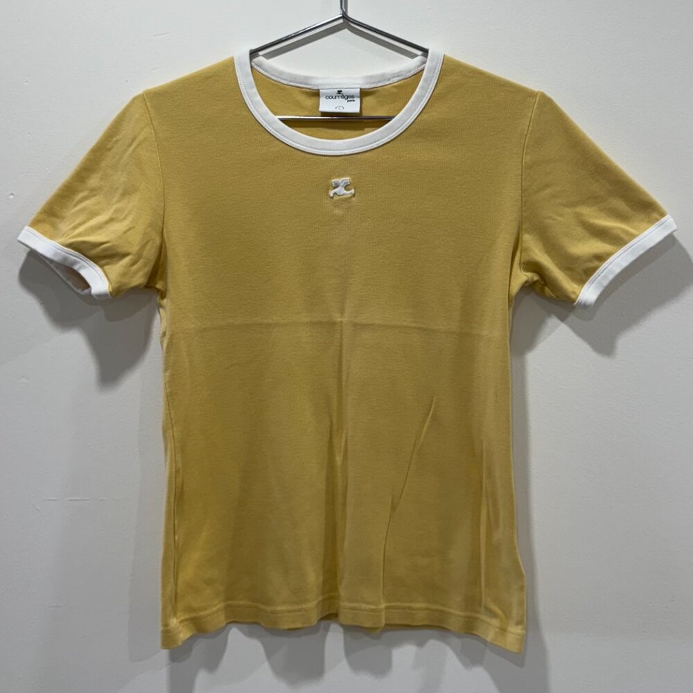 COURREGES TEE SHIRT - YELLOW SIZE L - SIZING LIKE A MEDIUM